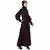Elegant abaya with long cuff sleeves- Brown
